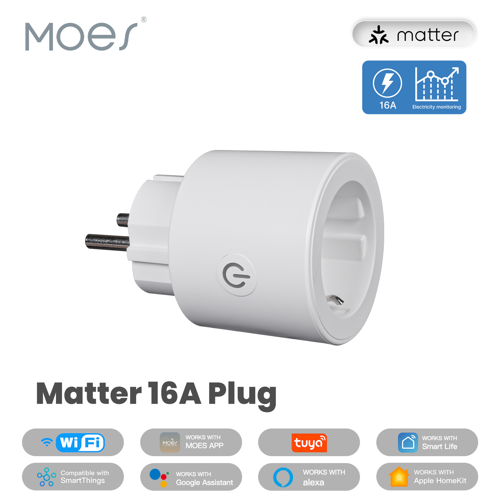 Smart Home Living Room - MOES-Prise WiFi intelligente EU/US/UK, 15/16A, minuterie,