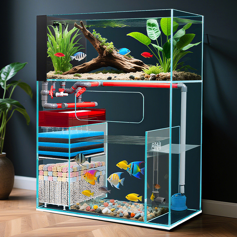 Smart Home Living Room - Aquarium intelligent moderne carré à double