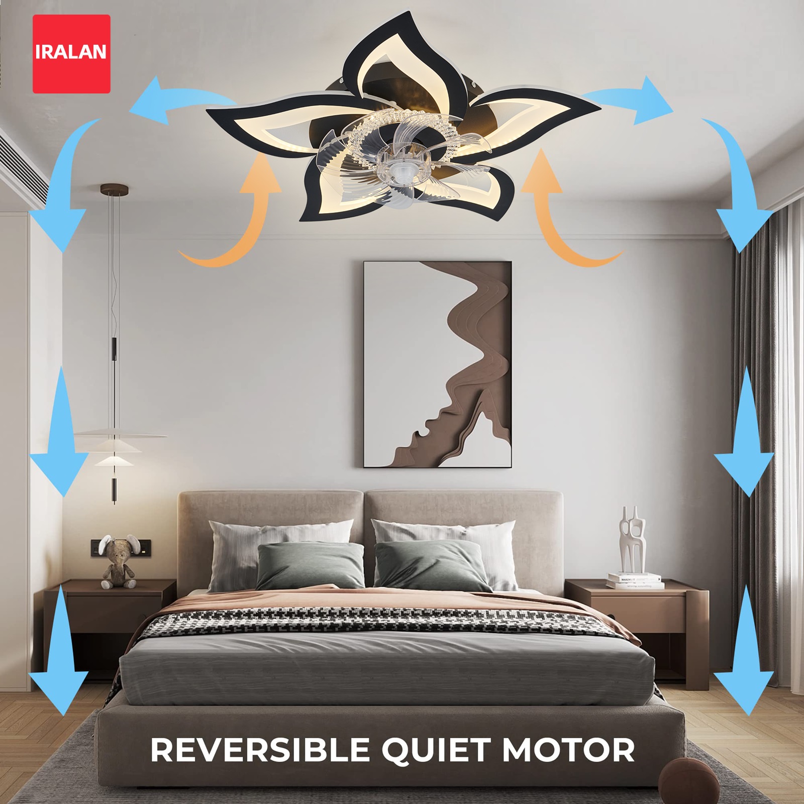 Smart Home Living Room - Ventilateur de plafond Lotus LED avec