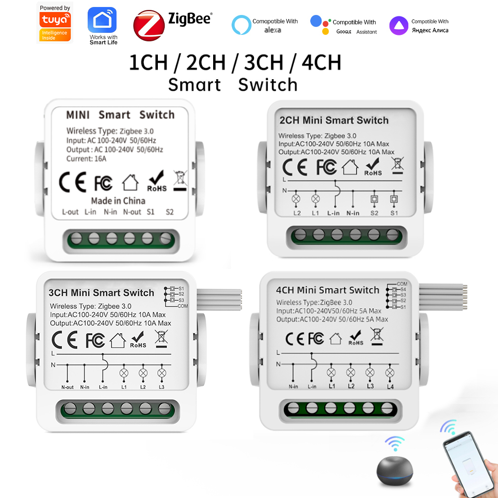 Smart Home Voice Control - Interrupteur intelligent Tuya Zigbee 3.0 1/2/3/4