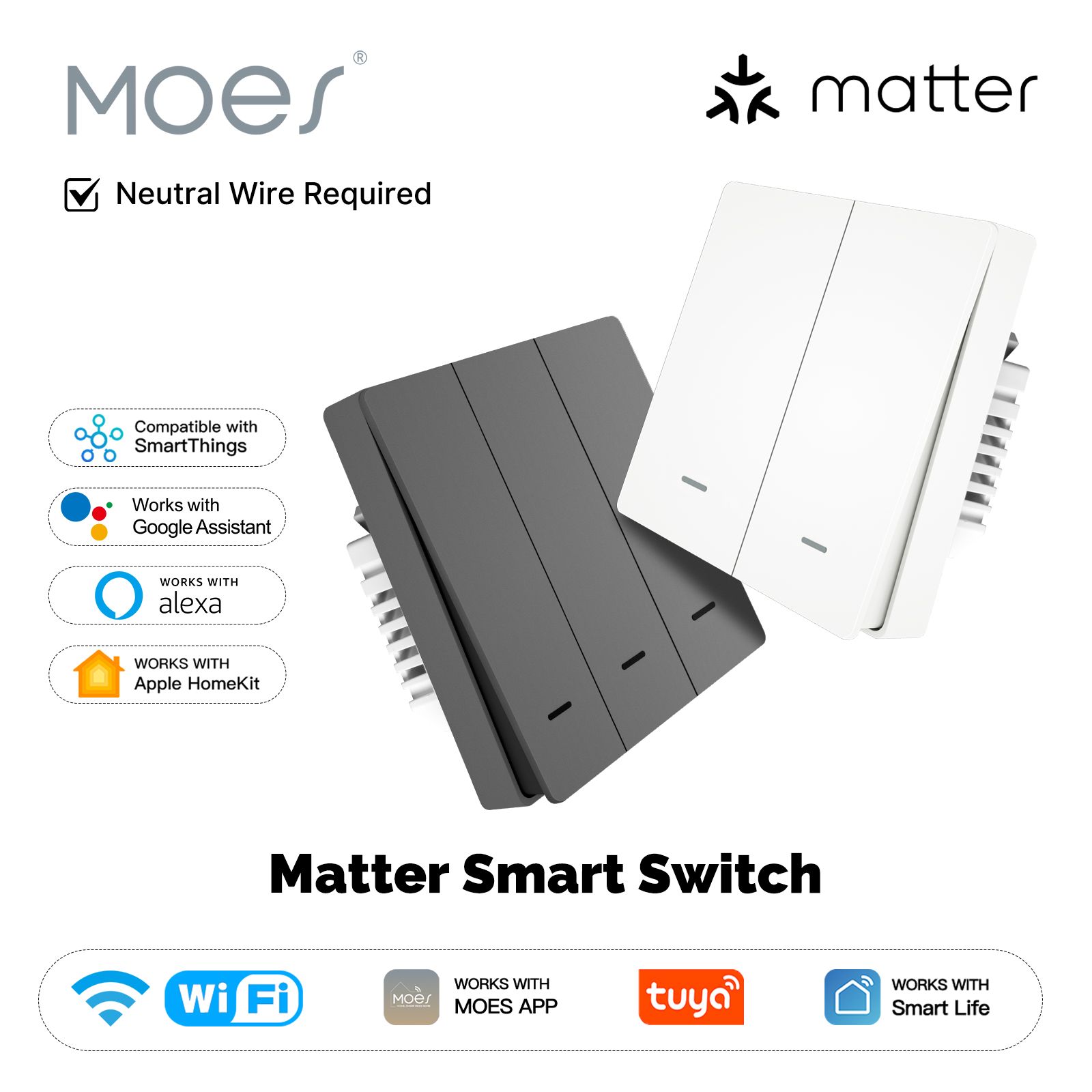 Smart Home Networking - MOES Matter Tuya WiFi bouton lumineux