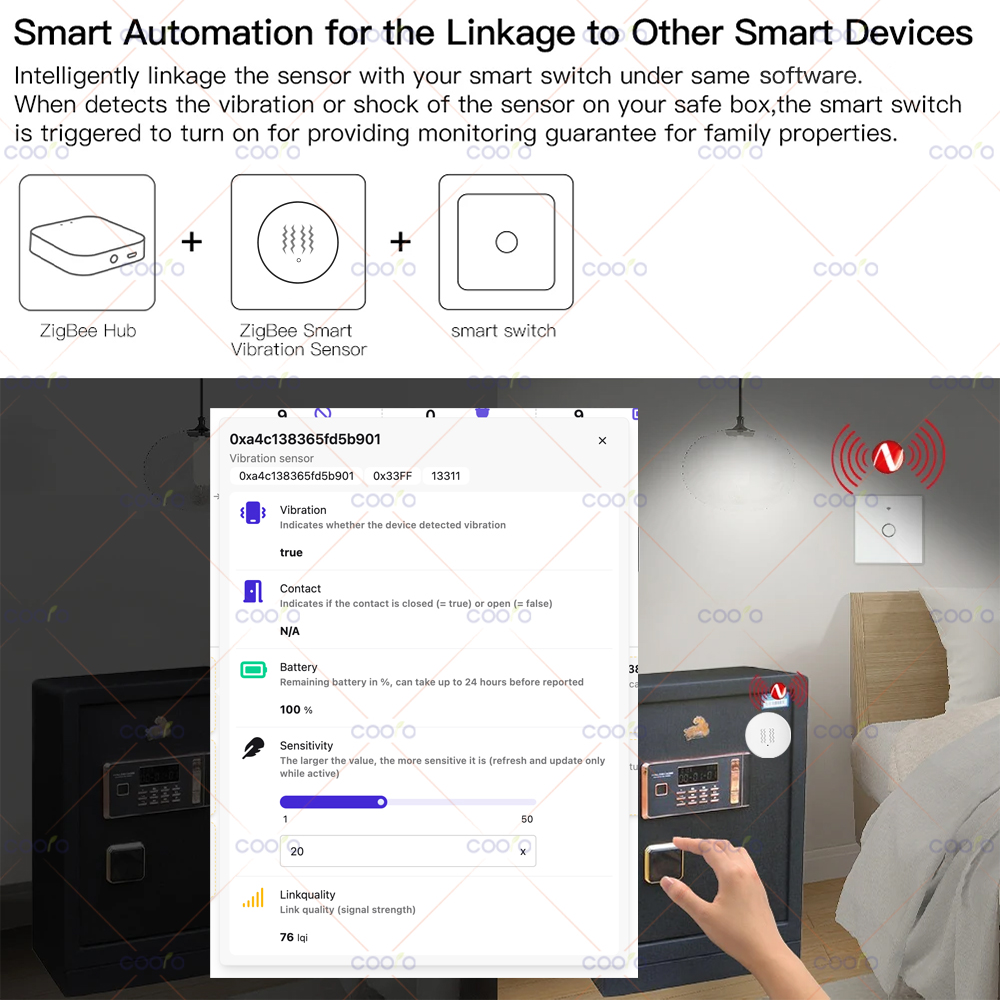 ZigBee 3.0 capteur de vibratio - Smart Home Zigbee 3.0 avis et prix